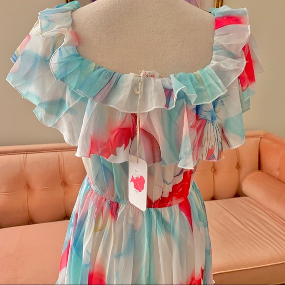 Latiste Floral Chiffon Watercolor Maxi Dress - Picture 14 of 15